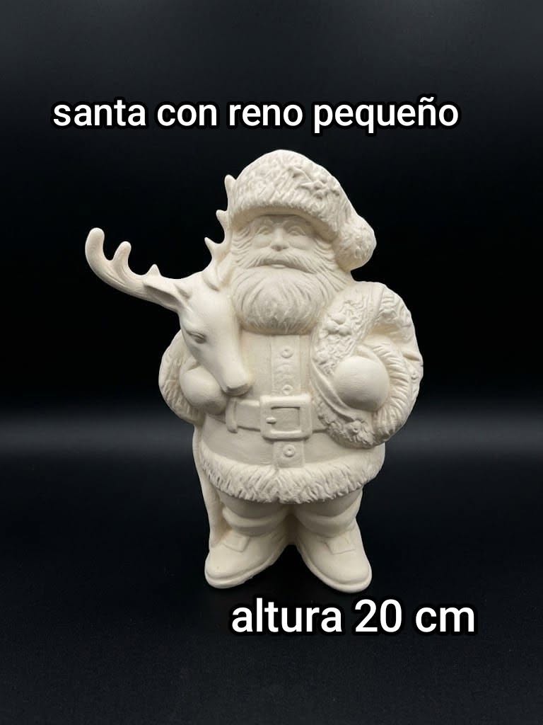Santa con reno pequeño, catálogo de Cerámicas Gabriel